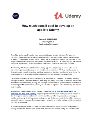 How much does it cost to develop an app like Udemy