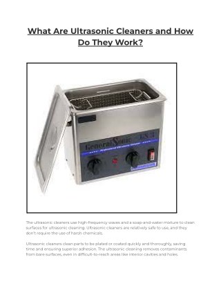 Ultrasonic Cleaners and How Do They Work