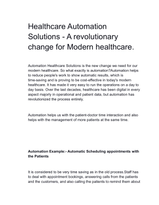 Automated Health Systems