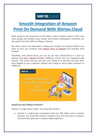Smooth Integration of Amazon Print On Demand With Shirtee.Cloud