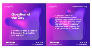 How much does a Section 8 Company Registration cost in India?