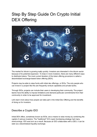 Step By Step Guide On Crypto Initial DEX Offering