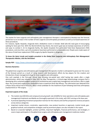 Knee Surgeries and Arthroplasty Pain Management Therapeutics Market
