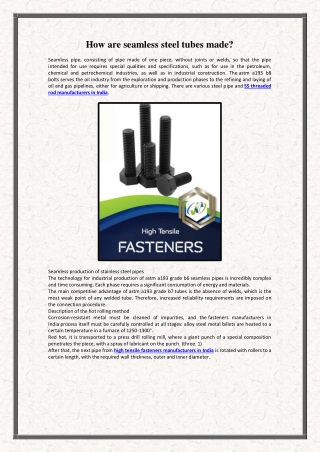 How are seamless steel tubes made?