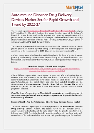 Autoimmune Disorder Drug Delivery Devices Market Set for Rapid Growth and Trend