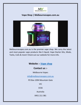 Vape Shop  Melbournevapes.com