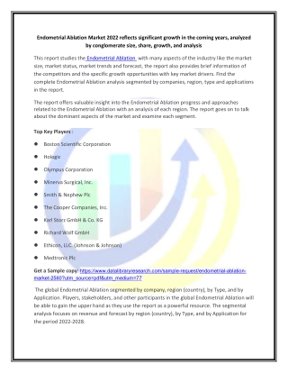 Global Endometrial Ablation Market Opportunities and Forecast 2020-2027