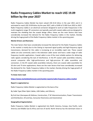 Radio Frequency Cables Market