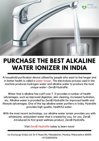 Purchase the Best Alkaline Water Ionizer in India