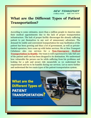 What are the Different Types of Patient Transportation