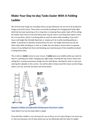 Make Your Day-to-day Tasks Easier With A Folding Ladder