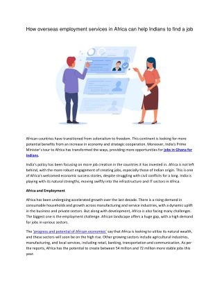 How overseas employment services in Africa can help Indians to find a job