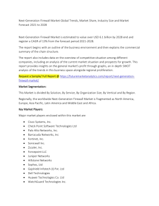 Next-Generation Firewall Market Trends, Market Share, Industry Size, Growth, and Market Forecast 2021 to 2028