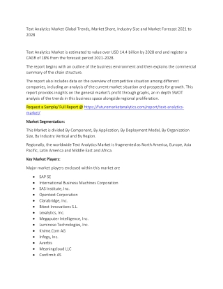 Text Analytics Market Trends, Market Share, Industry Size, Growth, and Market Forecast 2021 to 2028