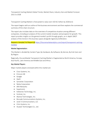 Transparent Caching Market Trends, Market Share, Industry Size, Growth, and Market Forecast 2021 to 2028