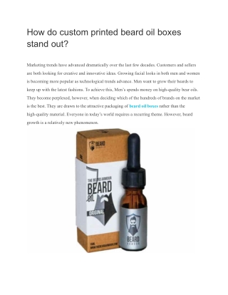 How do custom printed beard oil boxes stand out