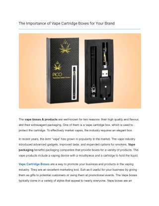 The Importance of Vape Cartridge Boxes for Your Brand