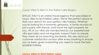 Luxury Villas to Rent in the Italian Lake Region  Idyllicitaly.co.uk