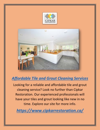Affordable Tile And Grout Cleaning Services | Cipkarrestoration.ca