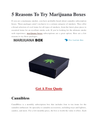 5 Reasons To Try Marijuana Boxes