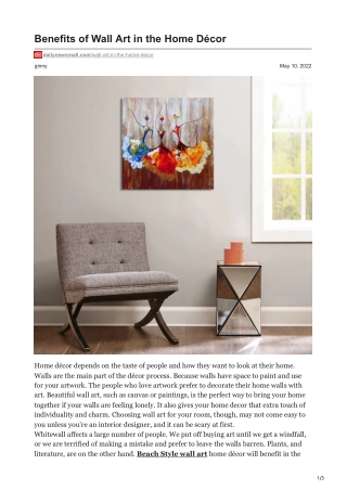 dailynewsmall.com-Benefits of Wall Art in the Home Décor