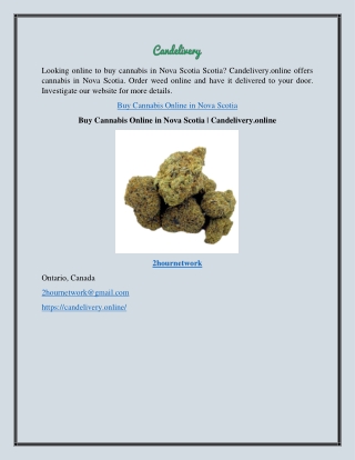 Buy Cannabis Online in Nova Scotia | Candelivery.online