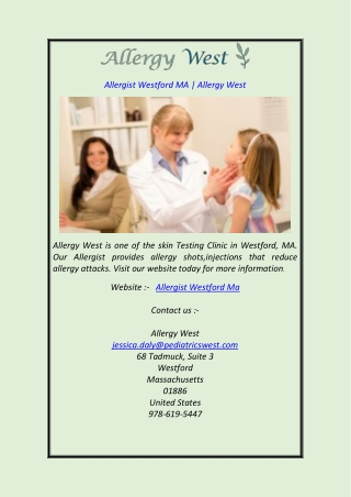 Allergist Westford MA  Allergy West