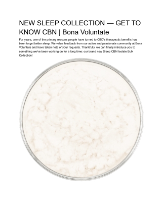 NEW SLEEP COLLECTION — GET TO KNOW CBN _ Bona Voluntate