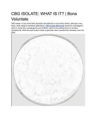 CBG ISOLATE_ WHAT IS IT