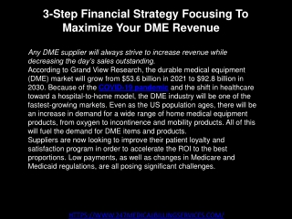 A 3-Step Financial Strategy Focusing To Maximize Your DME Revenue