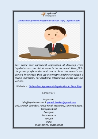 Online Rent Agreement Registration at Door Step  Legalaster.com