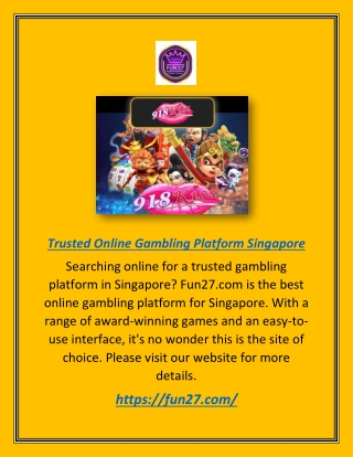 Trusted Online Gambling Platform Singapore | Fun27.com