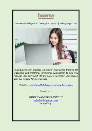 Emotional Intelligence Training for Leaders  Imlanguages.com