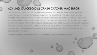 An effective way to troubleshoot QuickBooks Crash Catcher Mac error