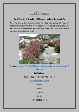Best Time To Visit Valley Of Flowers  Valleyofflowers.info