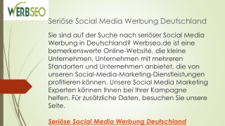 Seriöse Social Media Werbung Deutschland  Werbseo.de