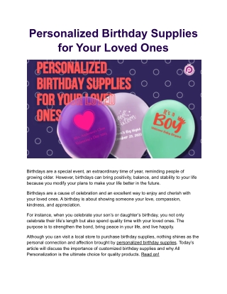 Personalized Birthday Supplies for Your Loved Ones