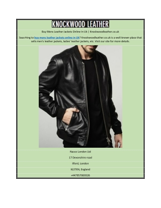 Buy MBuy Mens Leather Jackets Online In Uk | Knockwoodleather.co.uk