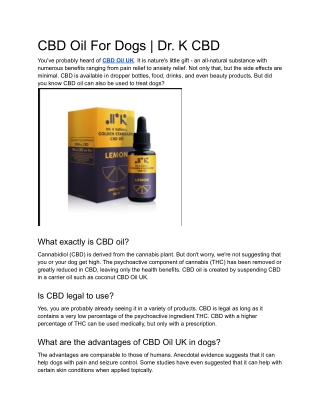 CBD Oil For Dogs  Dr