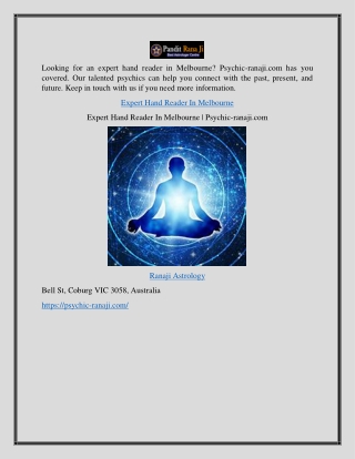 Expert Hand Reader In Melbourne | Psychic-ranaji.com