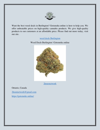 Weed Deals Burlington | Gotsmoke.online
