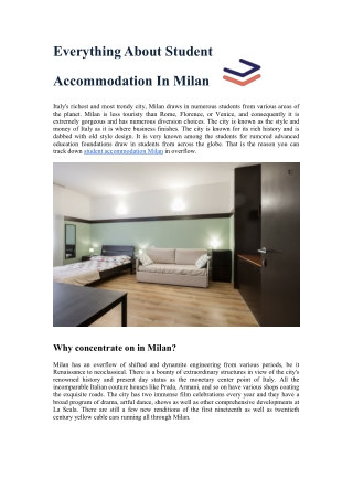 Everything About Student Accommodation In Milan