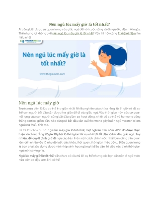 Nên ngủ lúc mấy giờ là tốt nhất