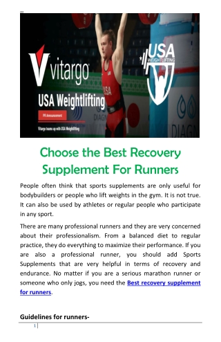 Choose the Best Recovery Supplement For Runners