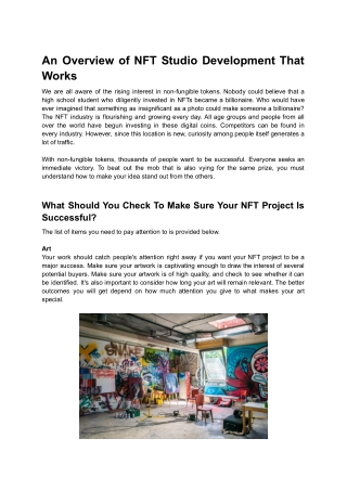 An Overview of NFT Studio Development That Works