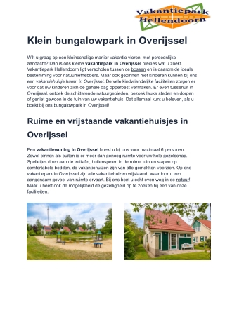 Klein bungalowpark in Overijssel