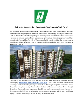 Is it better to rent or buy Apartments Near Manyata Tech Park_