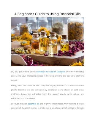 A Beginner's Guide to Using Essential Oils