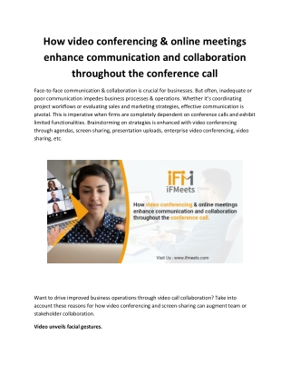 How video conferencing & online meetings enhance communication and collaboration throughout the conference call