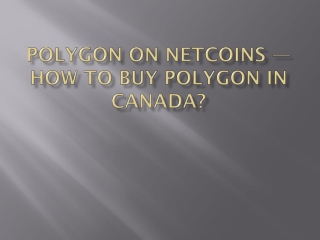 Polygon On Netcoins — How To Buy Polygon In Canada?